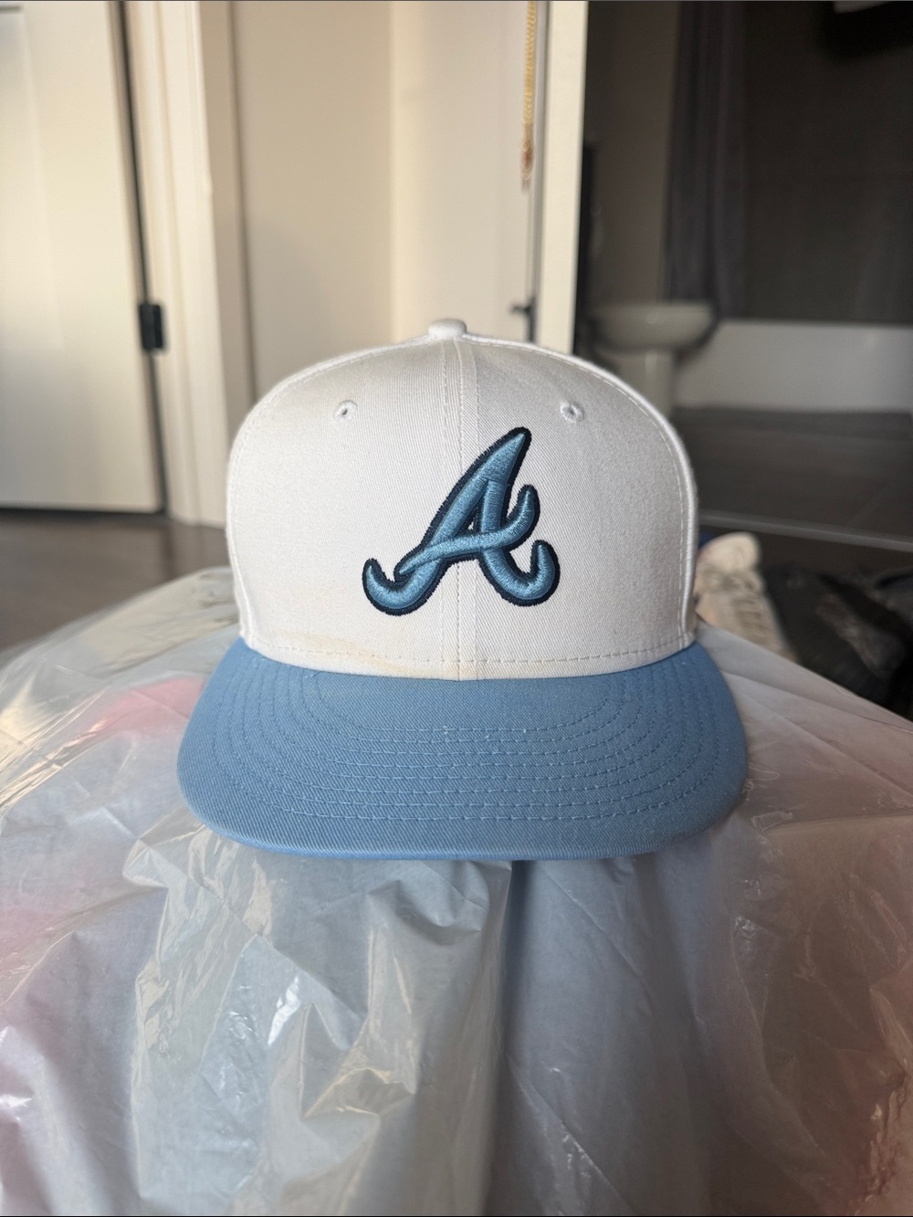 Atlanta Braves White and Light Blue Baseball Cap with 'A' Logo